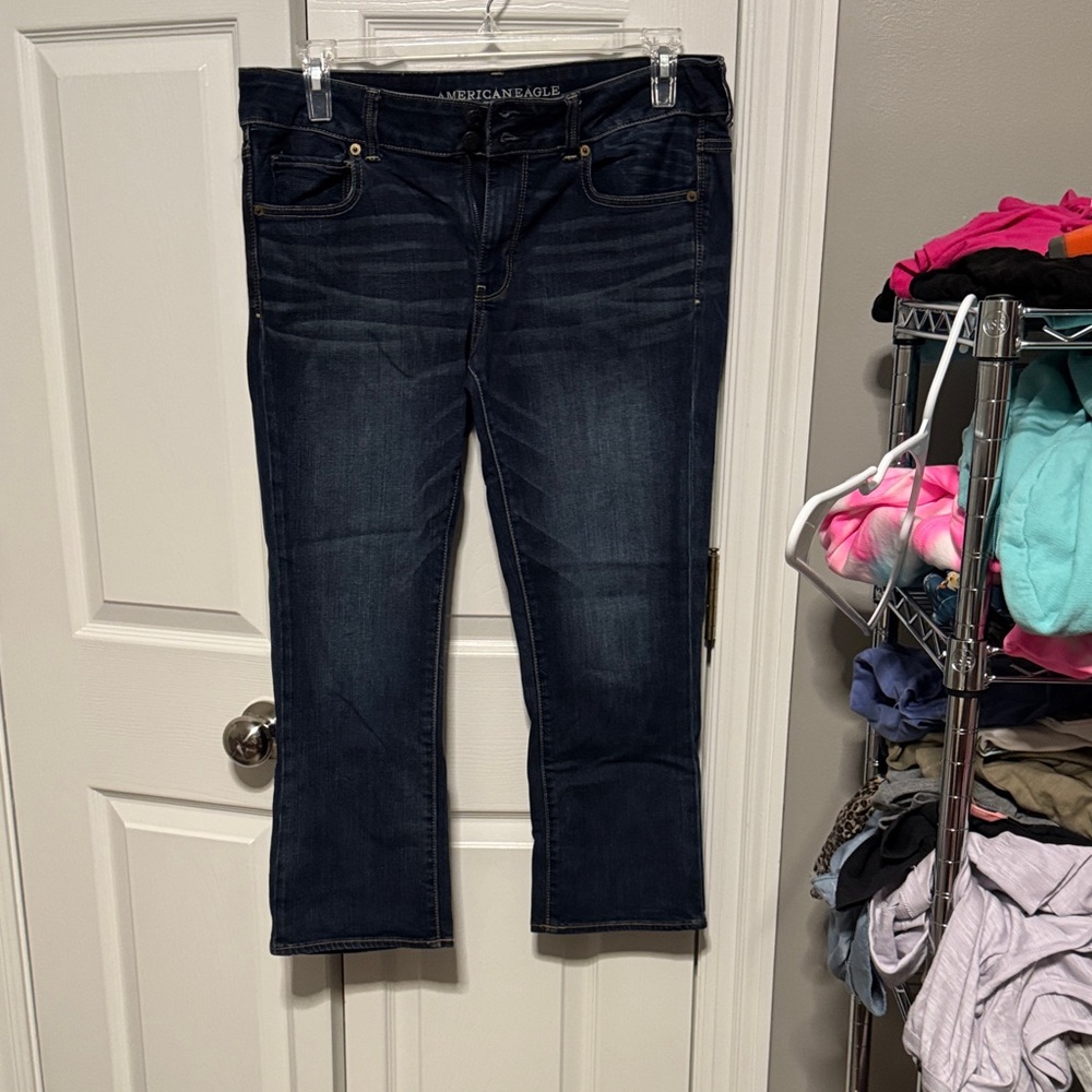 American Eagle Outfitters Women's Deep Indigo Cropped Jeans
